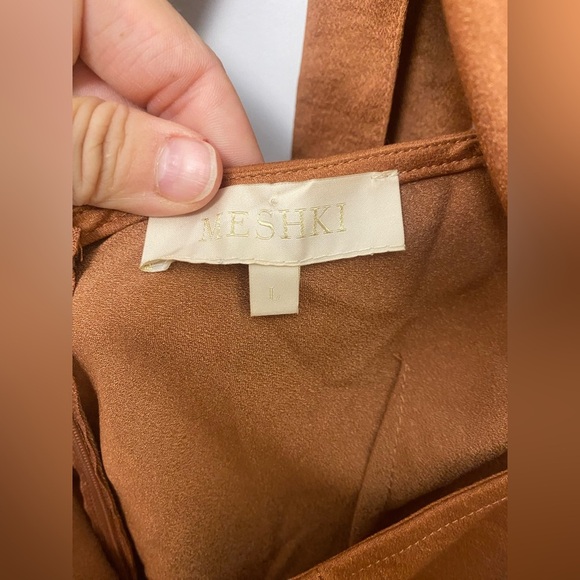 Women’s Meshki Bronze Halter Cutout Maxi Dress With Gold Detail Size Large - Picture 2 of 8